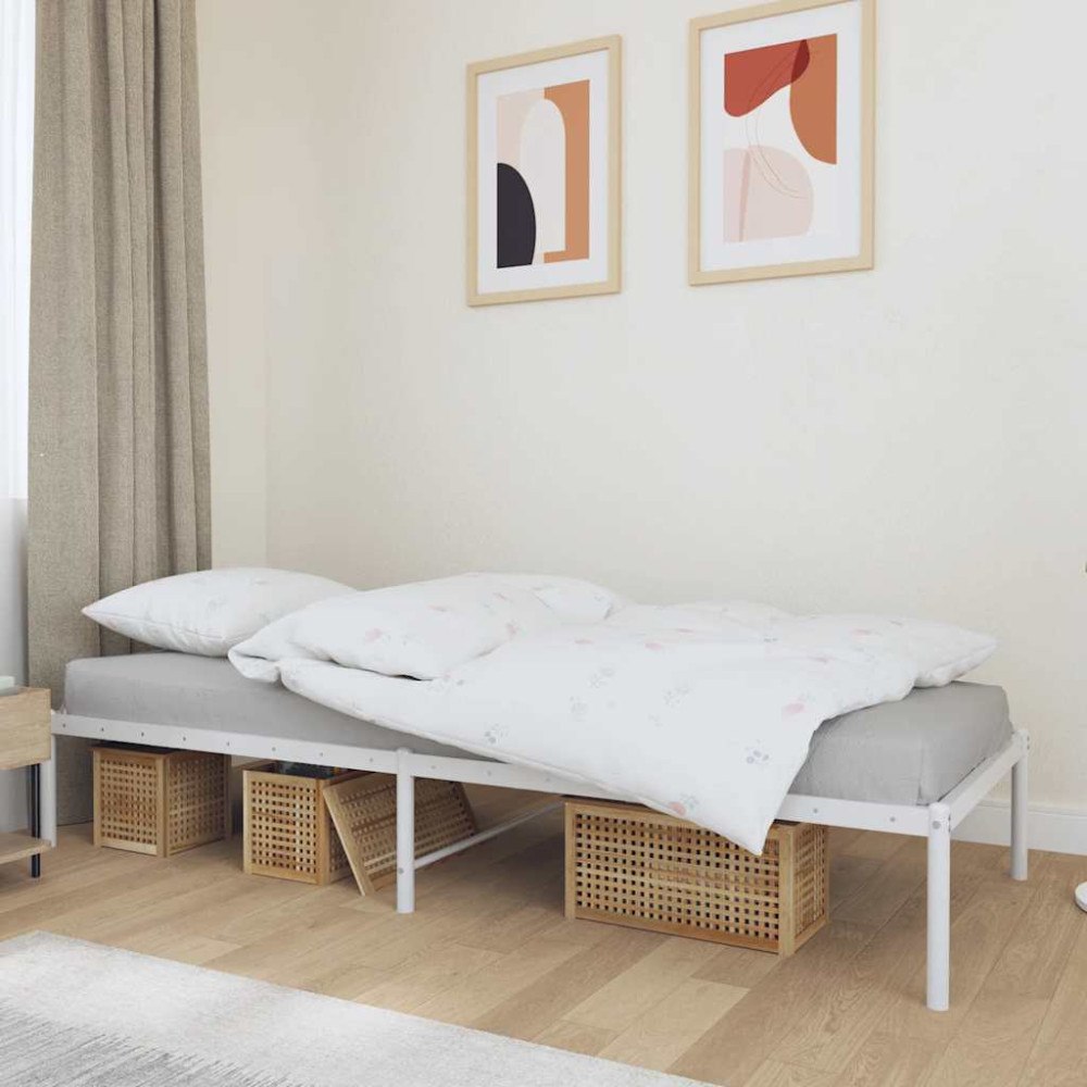 vidaXL Sängram metall vit 80x200 cm