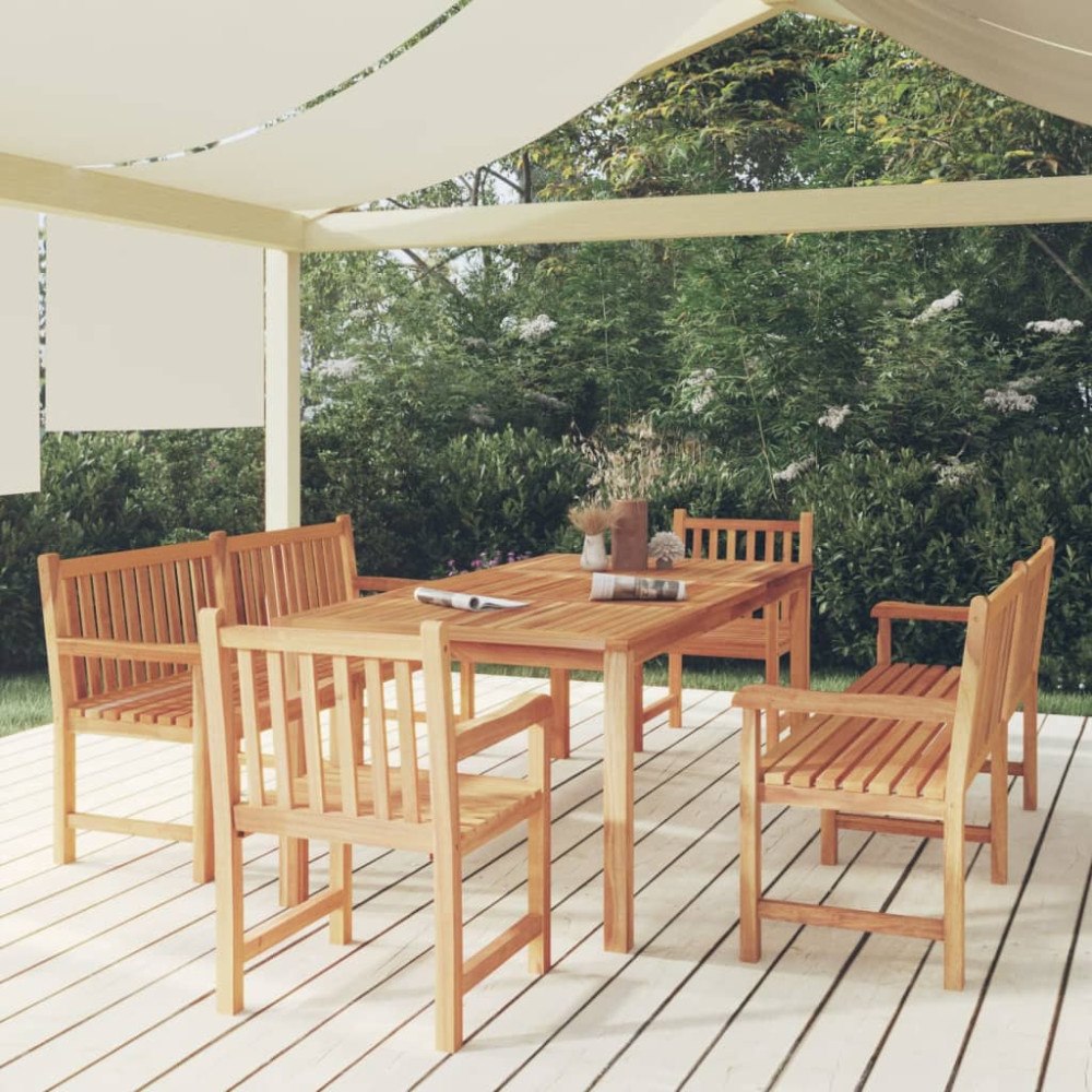 vidaXL Matgrupp för trädgården 5 delar massiv teak