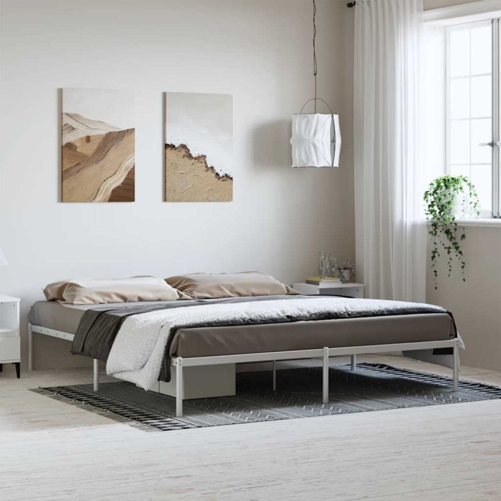 vidaXL Sängram metall vit 183x213 cm