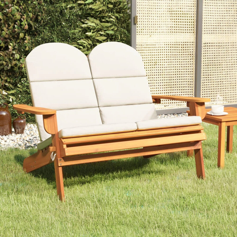 vidaXL Däckstol med dynor 126 cm massivt akaciaträ
