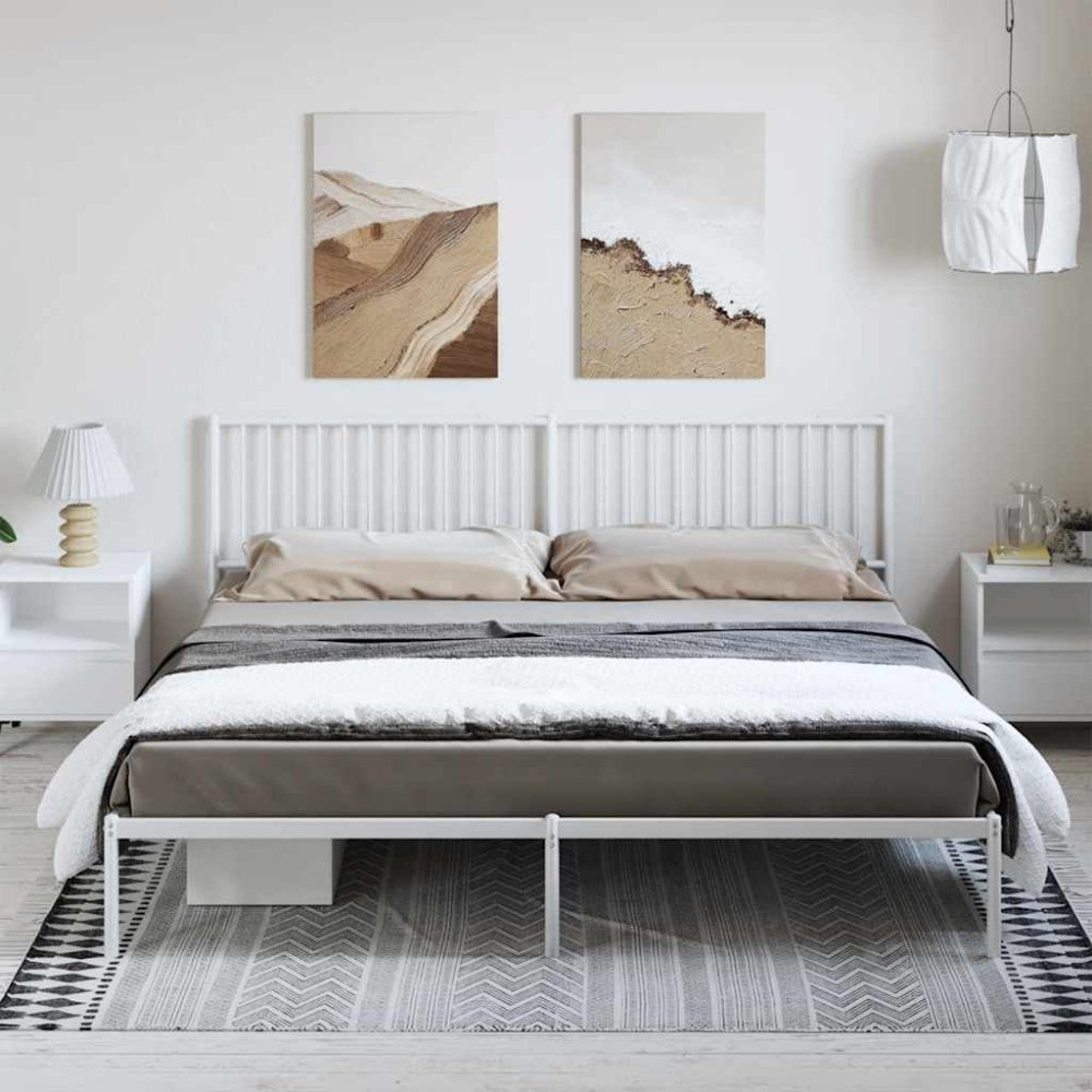 vidaXL Sängram med huvudgavel metall vit 193x203 cm