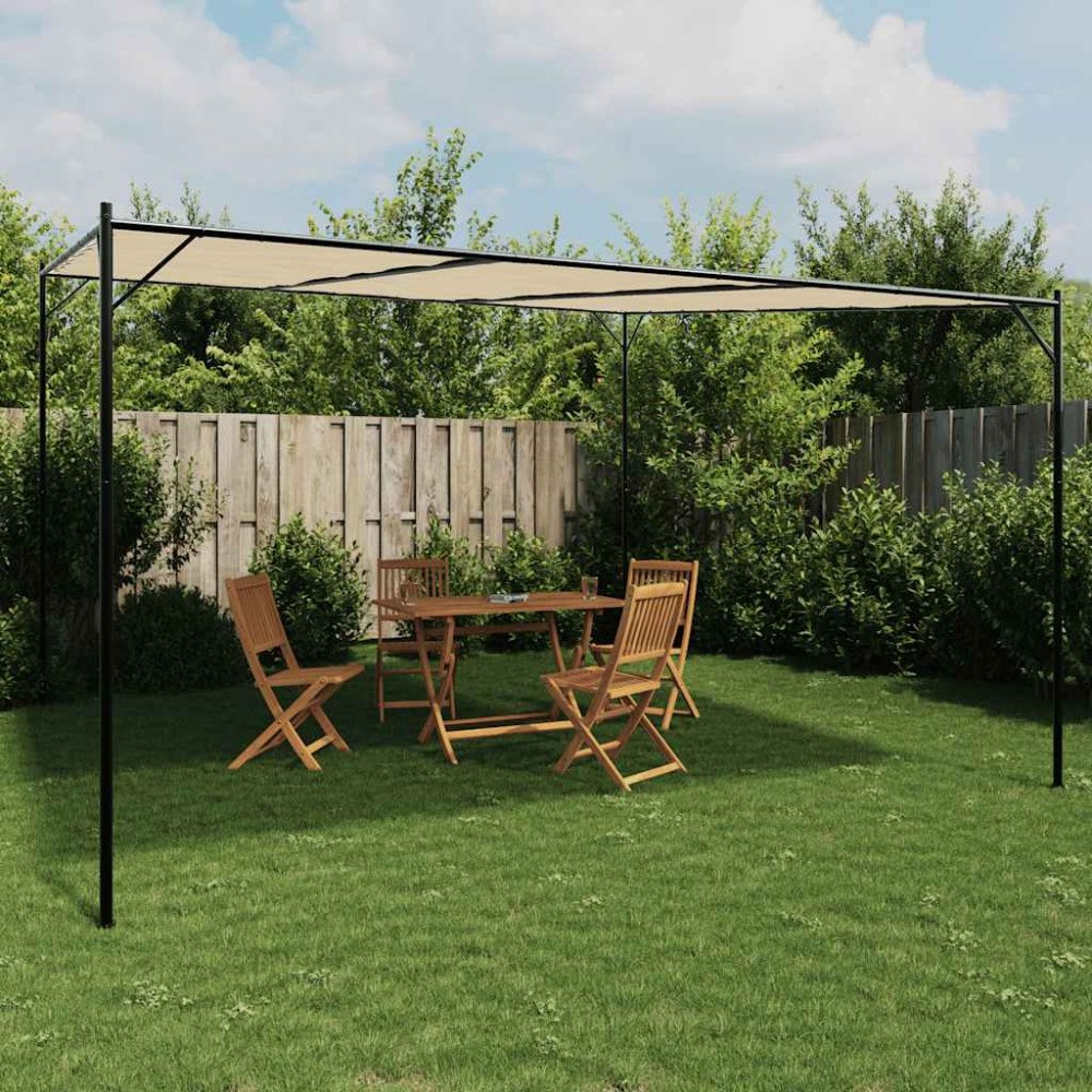 vidaXL Paviljong beige 4x4 m 180 g/m² tyg och stål