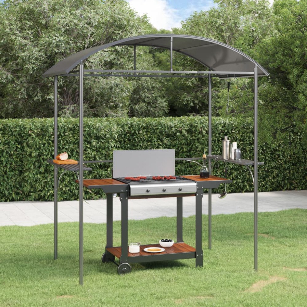 vidaXL Tak för grill med sidohyllor antracit 220x115x230 cm stål