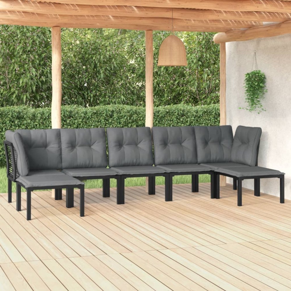 vidaXL Loungegrupp för trädgården 7 delar konstrotting grå och svart