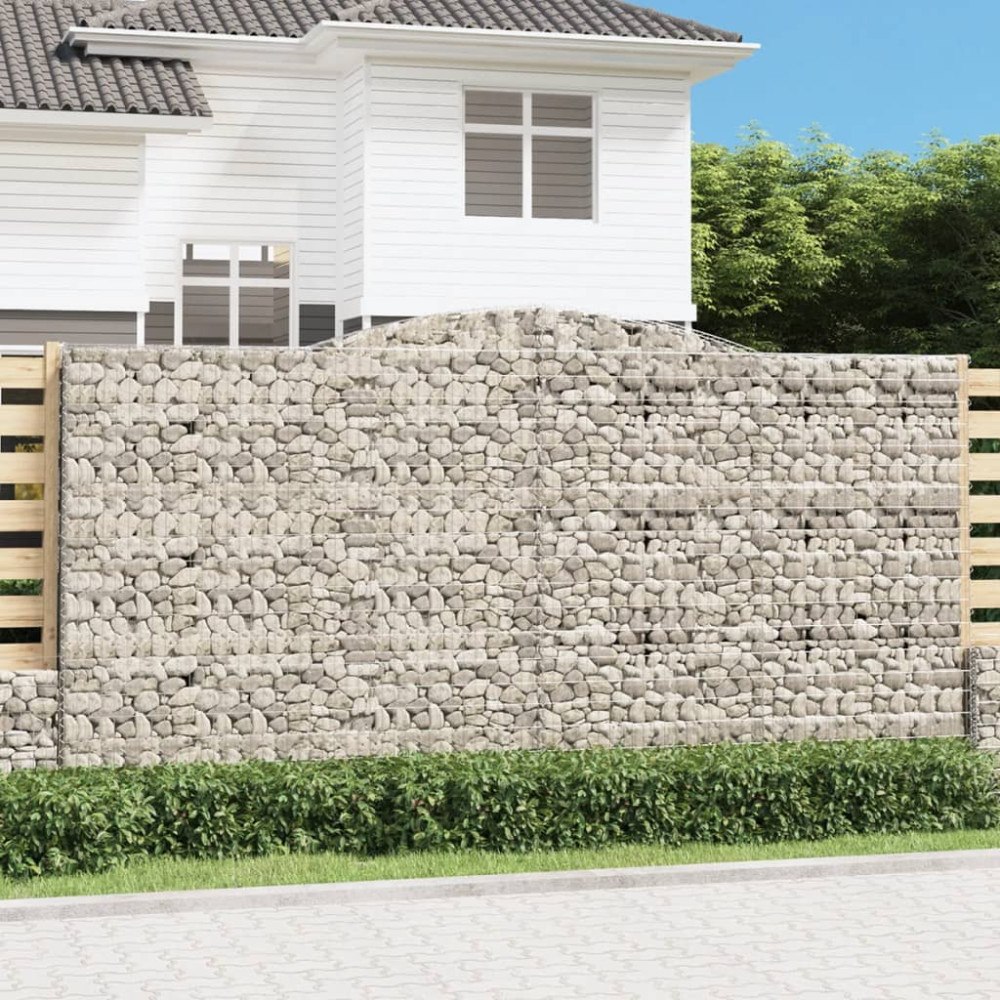 vidaXL Gabioner bågformade 4 st 400x50x200/220 cm galvaniserat järn