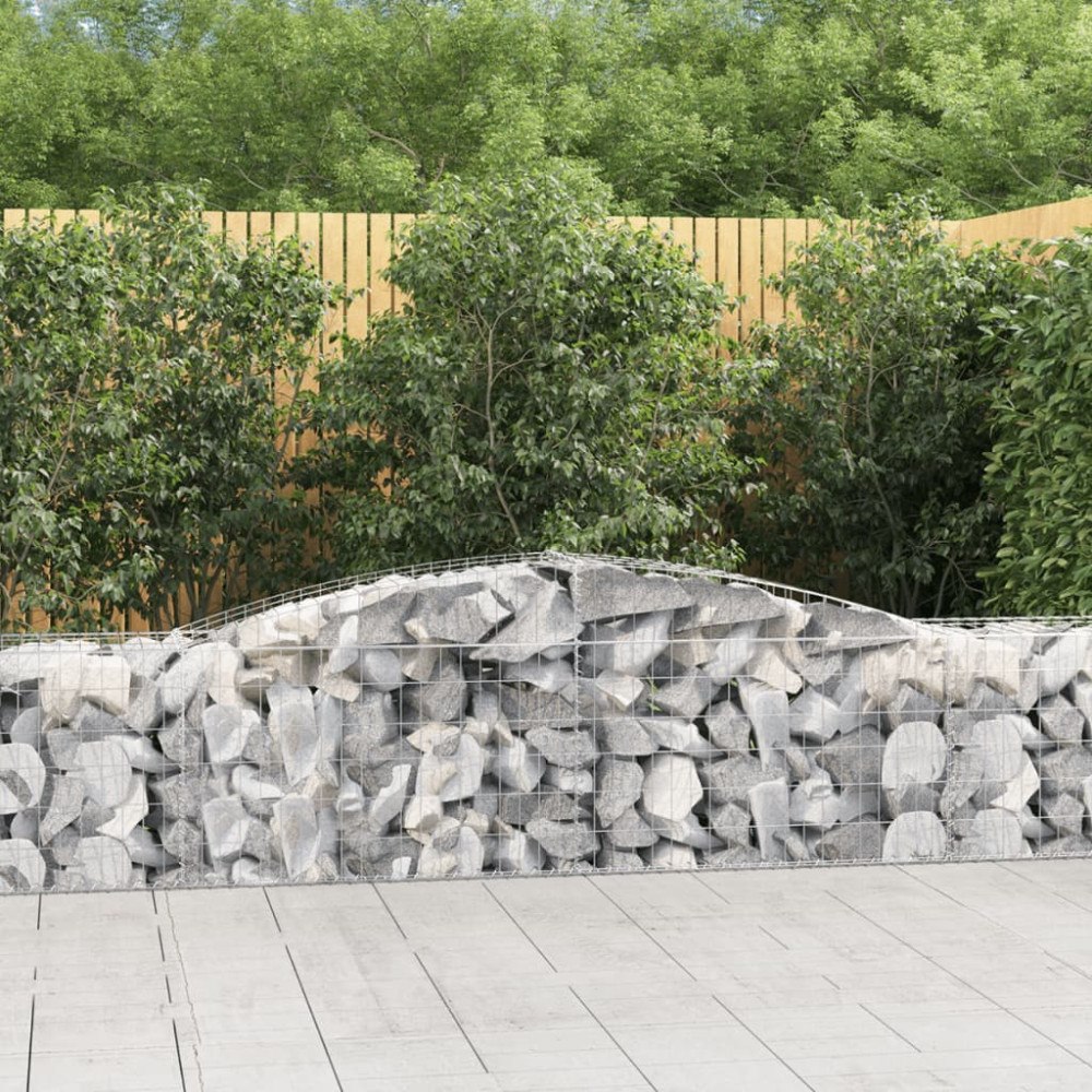 vidaXL Gabioner bågformade 3 st 400x50x60/80 cm galvaniserat järn