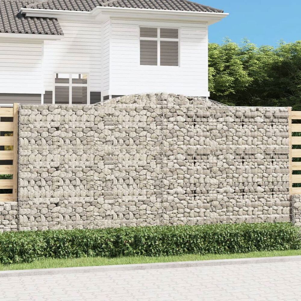 vidaXL Gabioner bågformade 5 st 400x50x200/220 cm galvaniserat järn