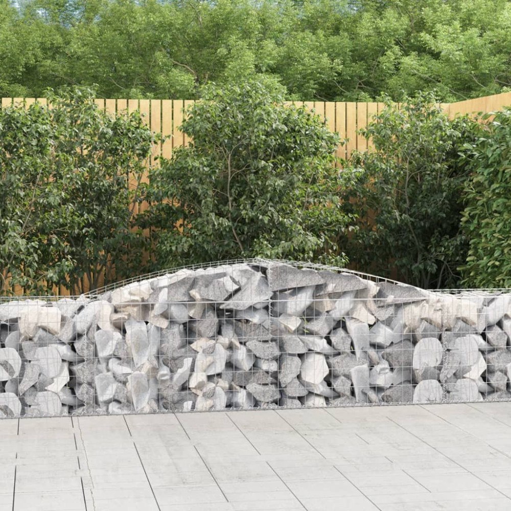 vidaXL Gabioner bågformade 9 st 400x50x60/80 cm galvaniserat järn