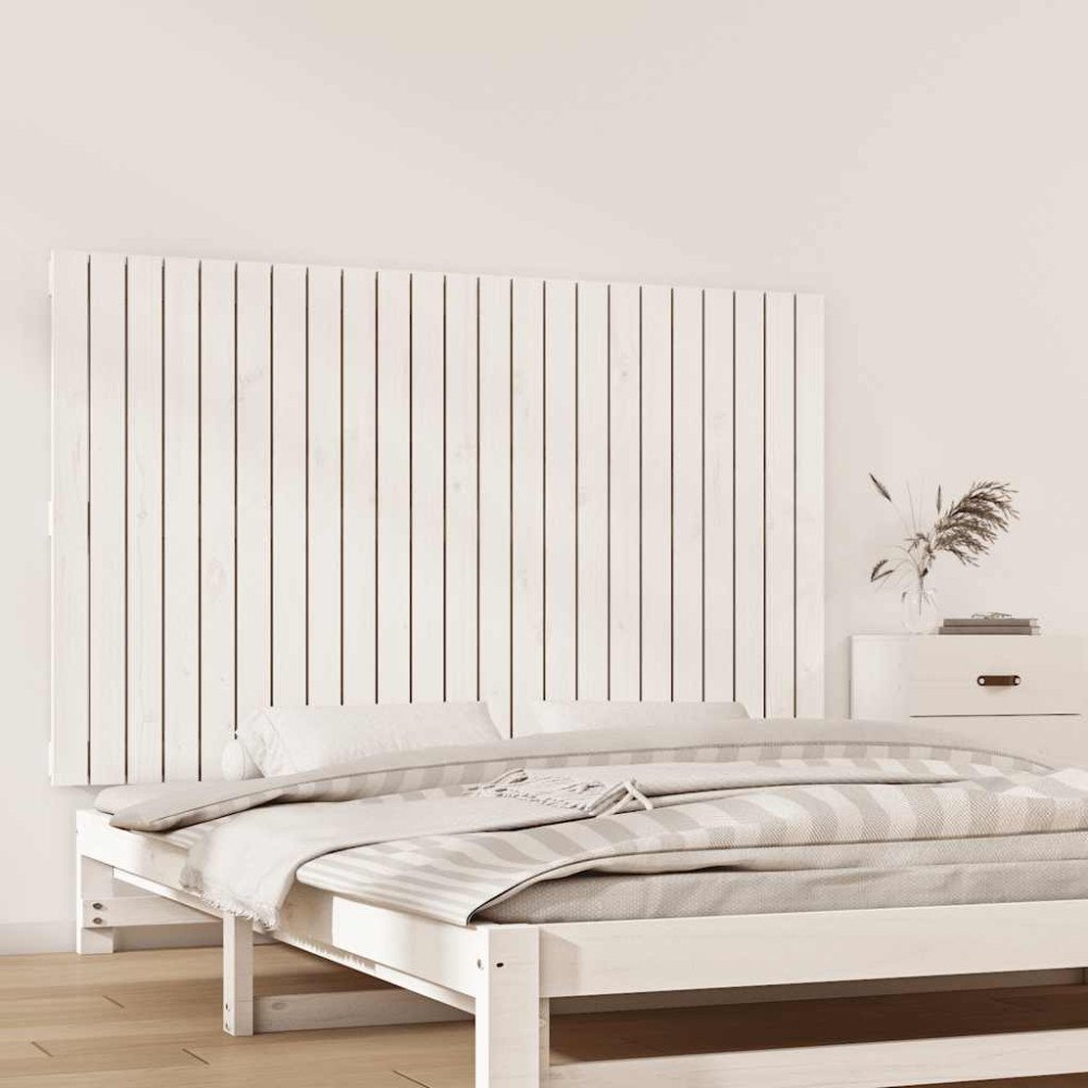 vidaXL Väggmonterad huvudgavel vit 147x3x90 cm massiv furu