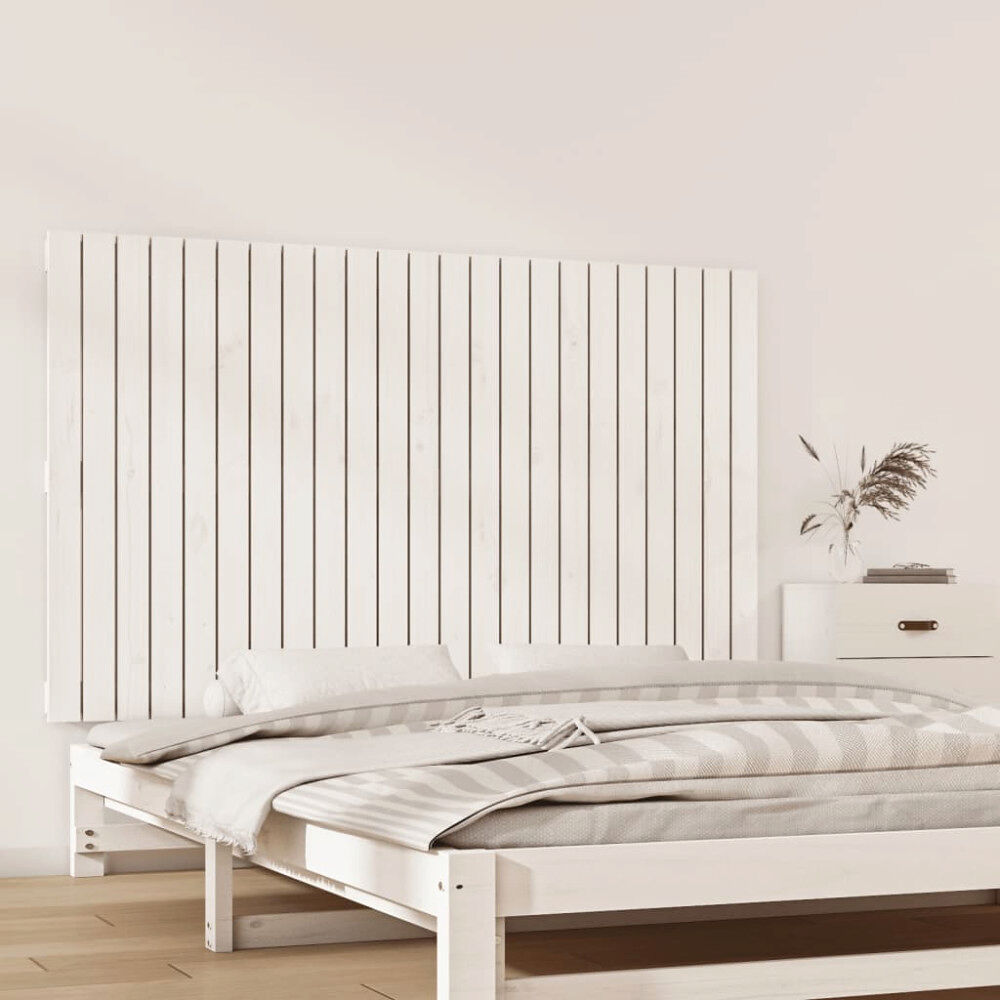 vidaXL Väggmonterad huvudgavel vit 147x3x90 cm massiv furu