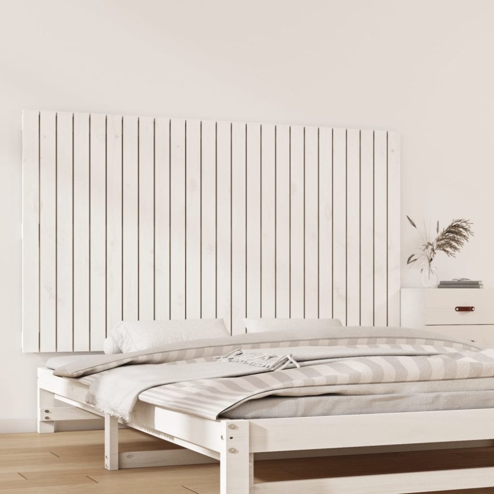 vidaXL Väggmonterad huvudgavel vit 159,5x3x90 cm massiv furu