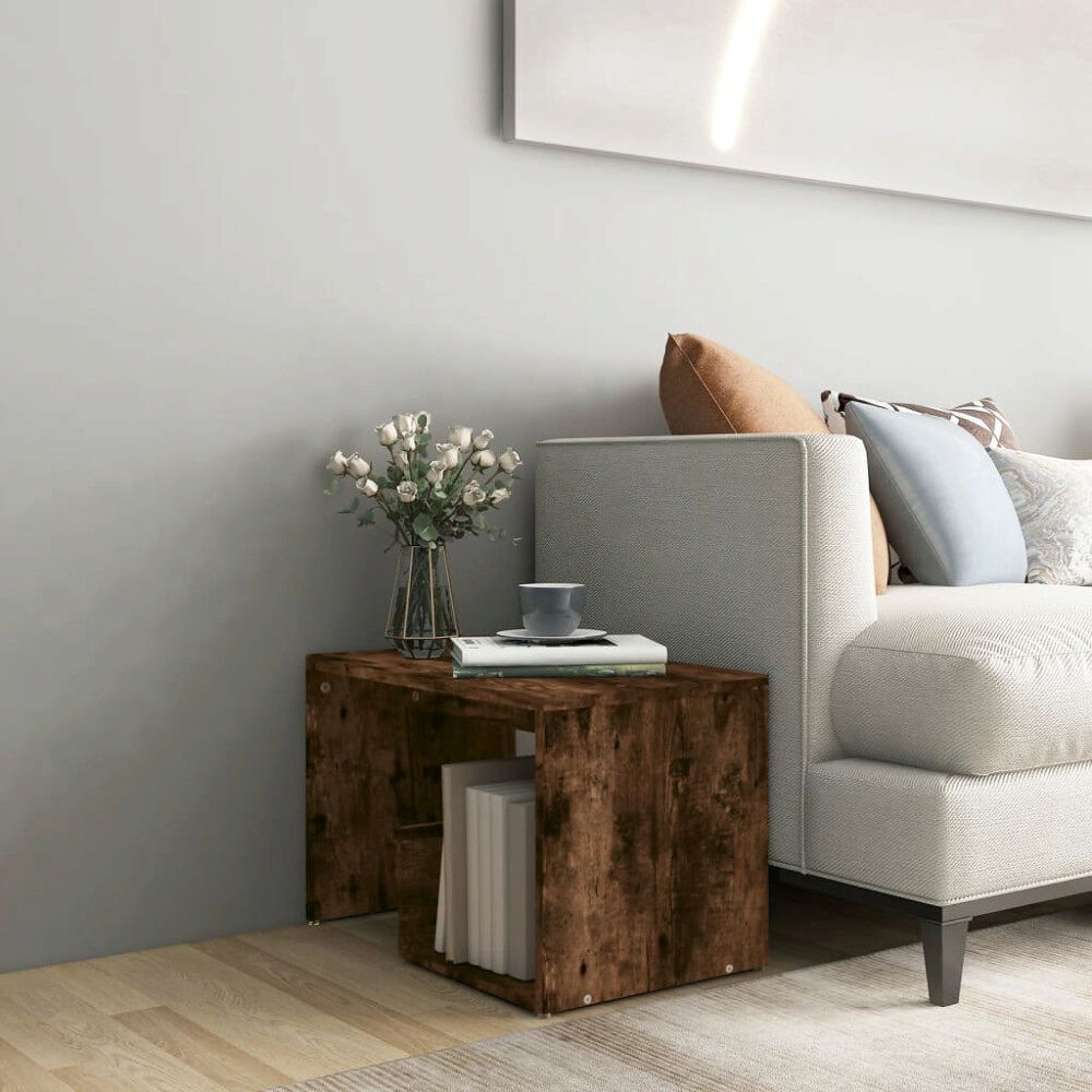 vidaXL Sidobord rökfärgad ek 59x36x38 cm konstruerat trä