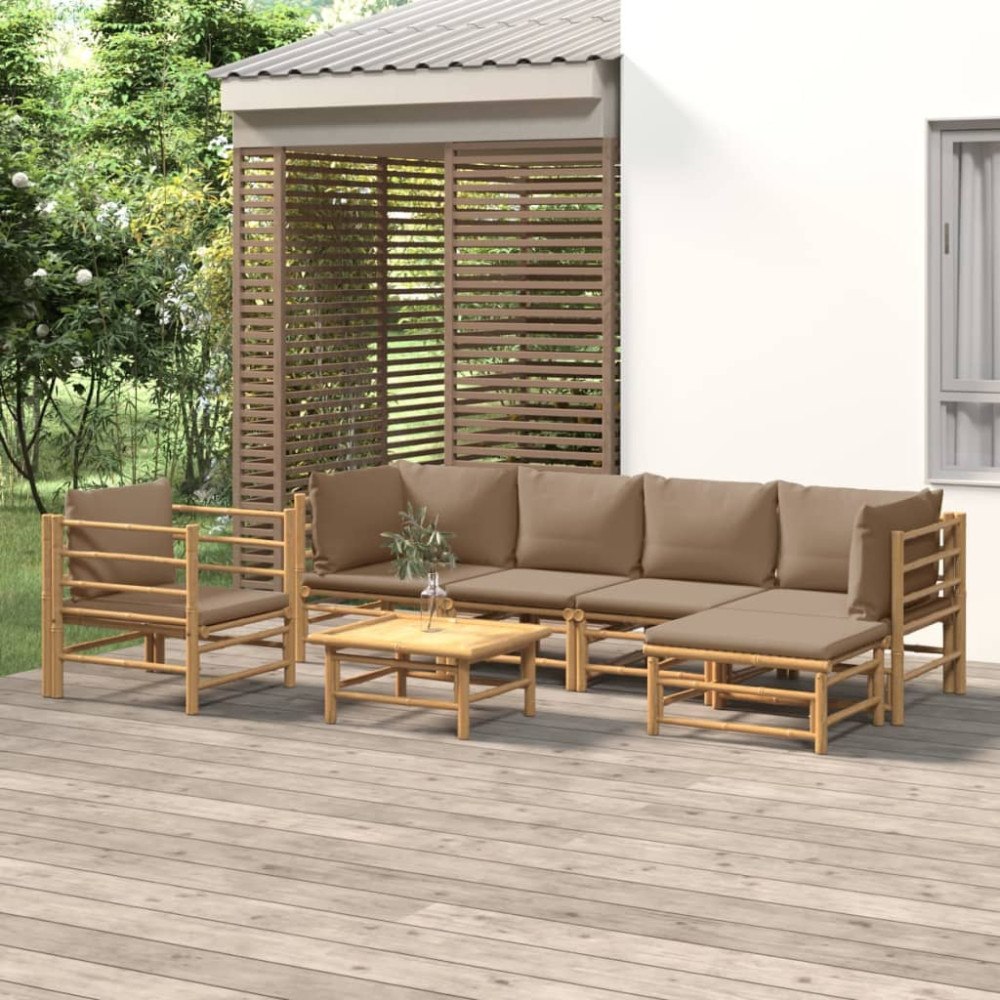 vidaXL Loungegrupp 7 delar taupe dynor bambu