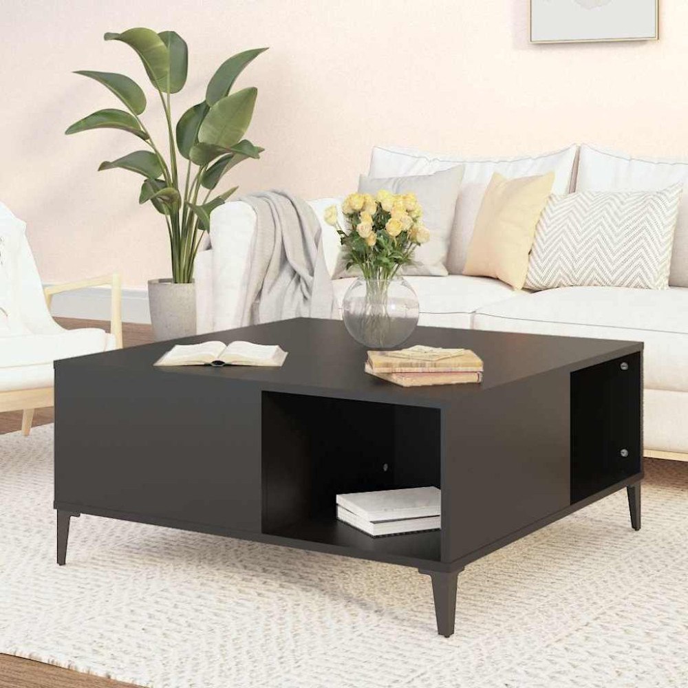 vidaXL Soffbord svart 80x80x36,5 cm konstruerat trä
