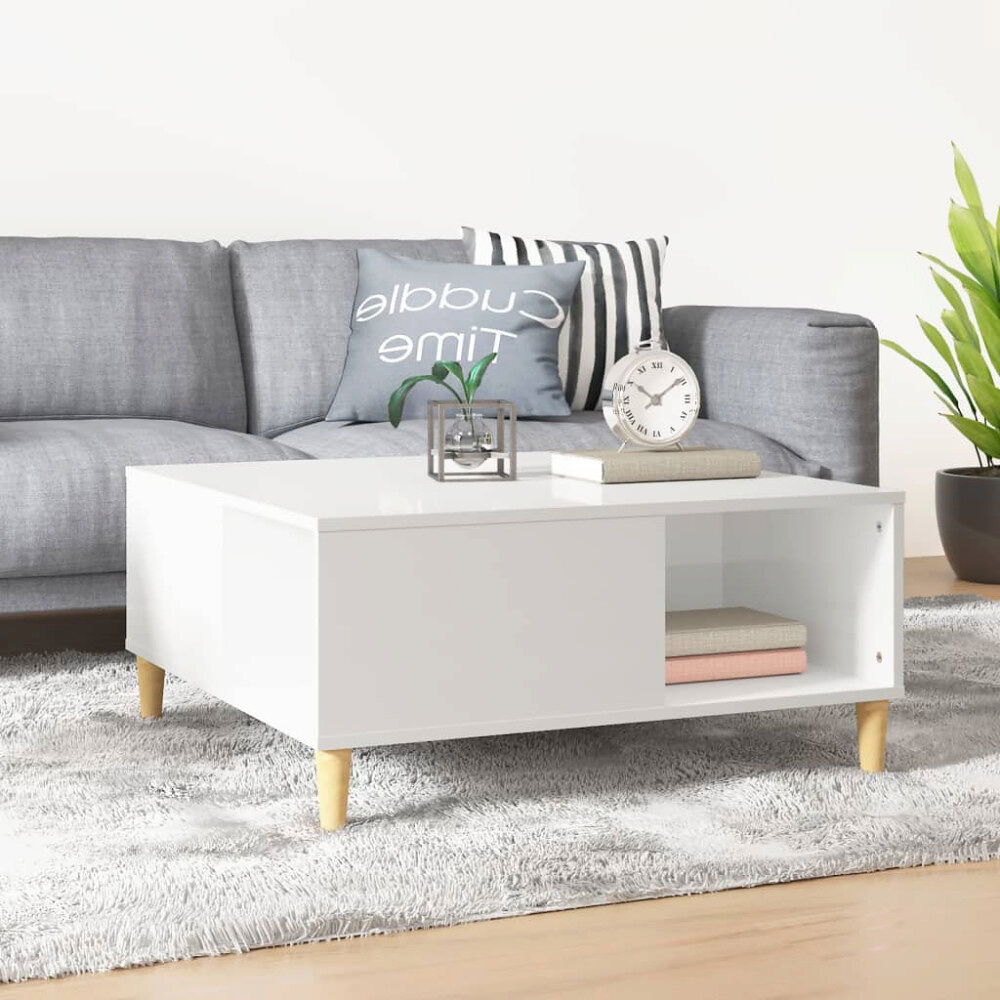 vidaXL Soffbord vit högglans 80x80x36,5 cm konstruerat trä