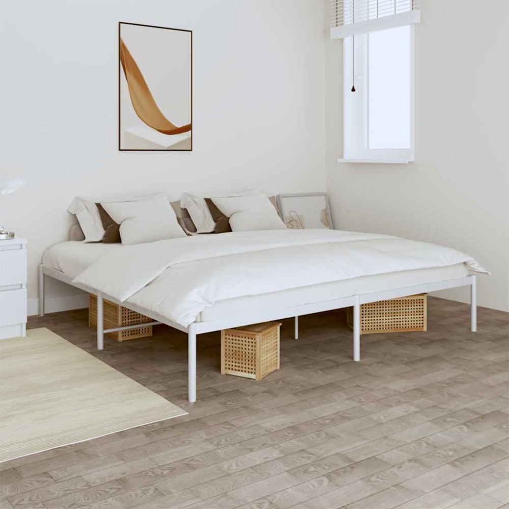 vidaXL Sängram metall vit 180x200 cm