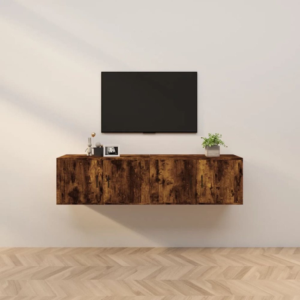 vidaXL Väggmonterade tv-skåp 2 st rökfärgad ek 80x34,5x40 cm