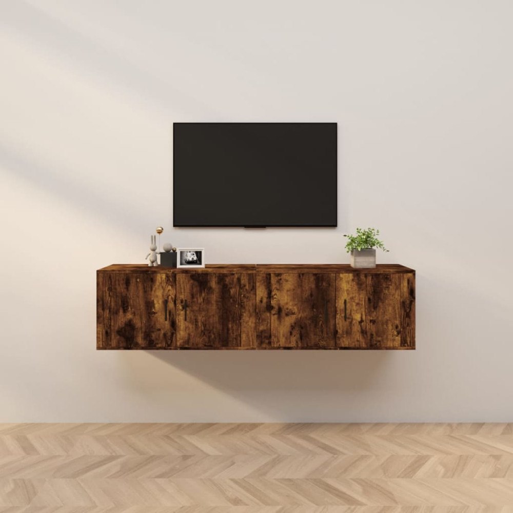 vidaXL Väggmonterade tv-skåp 2 st rökfärgad ek 80x34,5x40 cm
