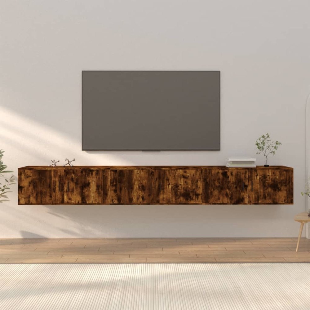 vidaXL Väggmonterade tv-skåp 3 st rökfärgad ek 100x34,5x40 cm