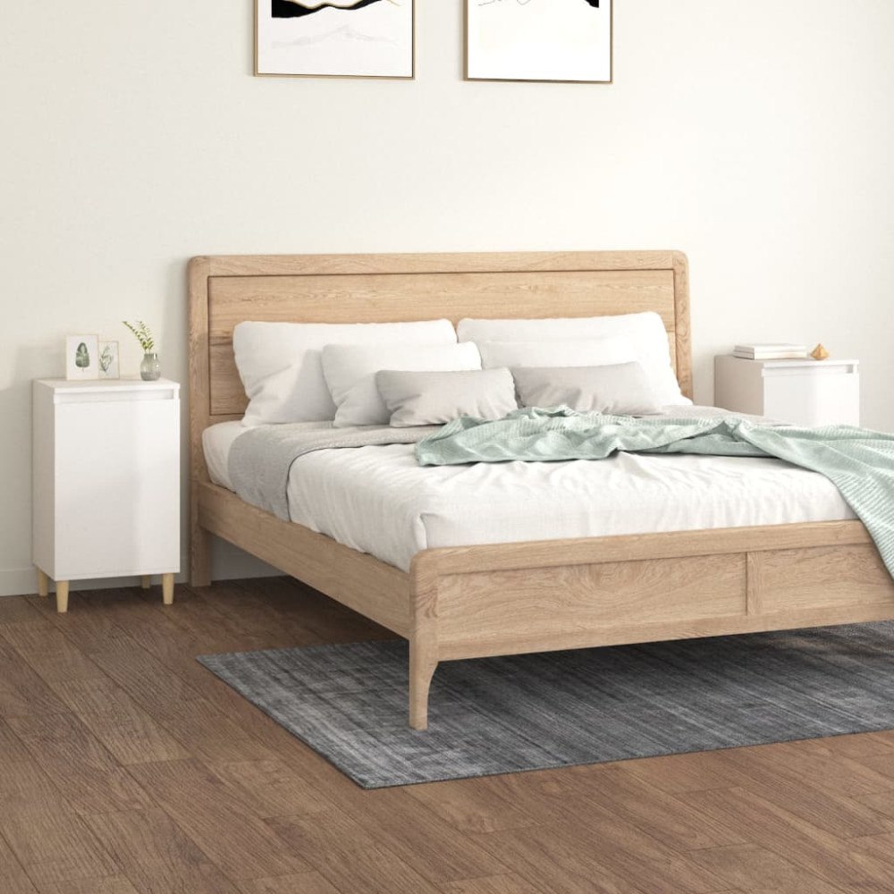 vidaXL Sängbord 2 st vit högglans 40x35x70 cm konstruerat trä