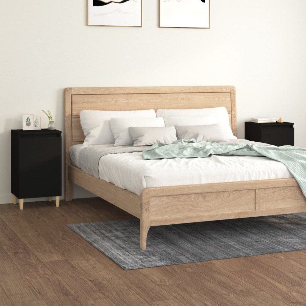 vidaXL Sängbord 2 st svart 40x35x70 cm konstruerat trä