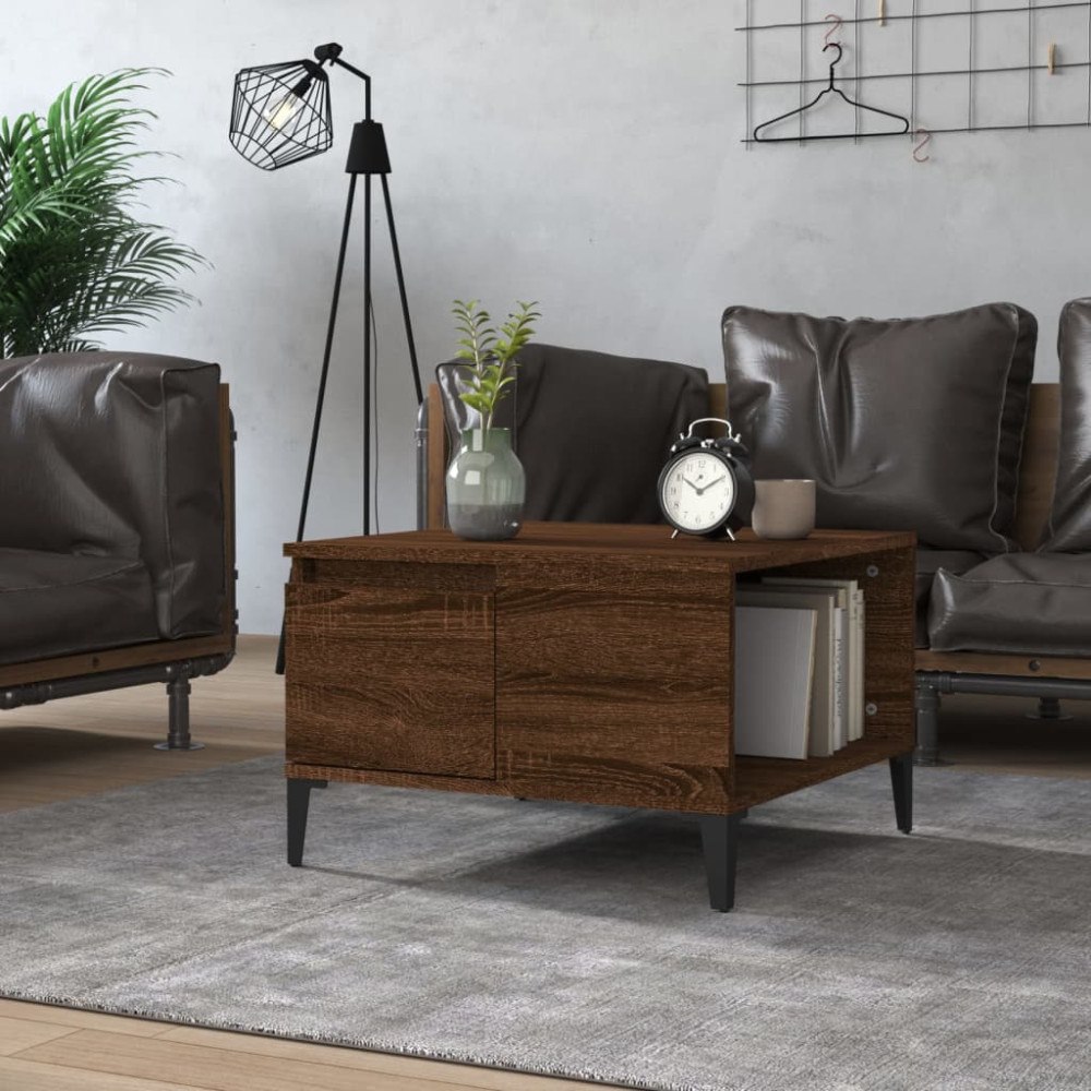 vidaXL Soffbord brun ek 55x55x36,5 cm konstruerat trä