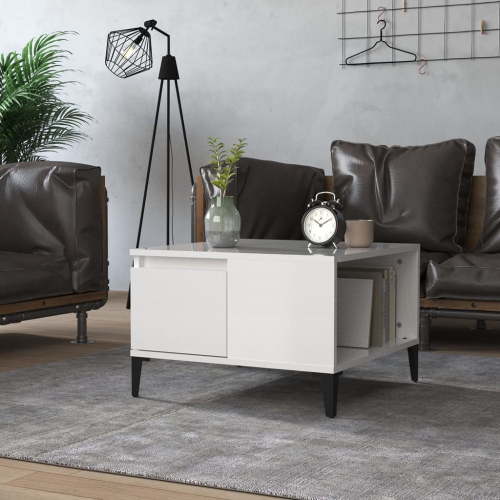 vidaXL Soffbord vit högglans 55x55x36,5 cm konstruerat trä