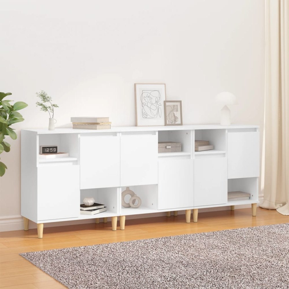 vidaXL Skänk 3 st vit 60x35x70 cm konstruerat trä