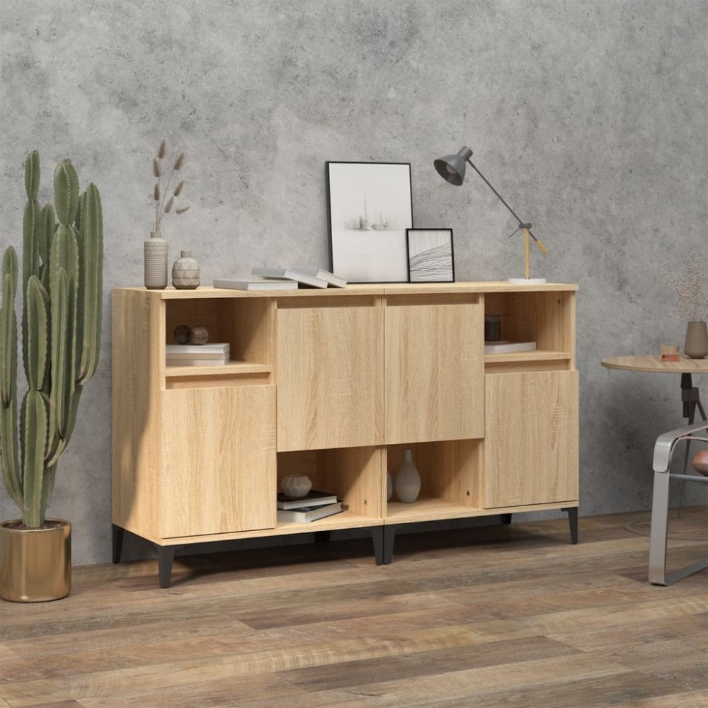vidaXL Skänk 2 st sonoma ek 60x35x70 cm konstruerat trä