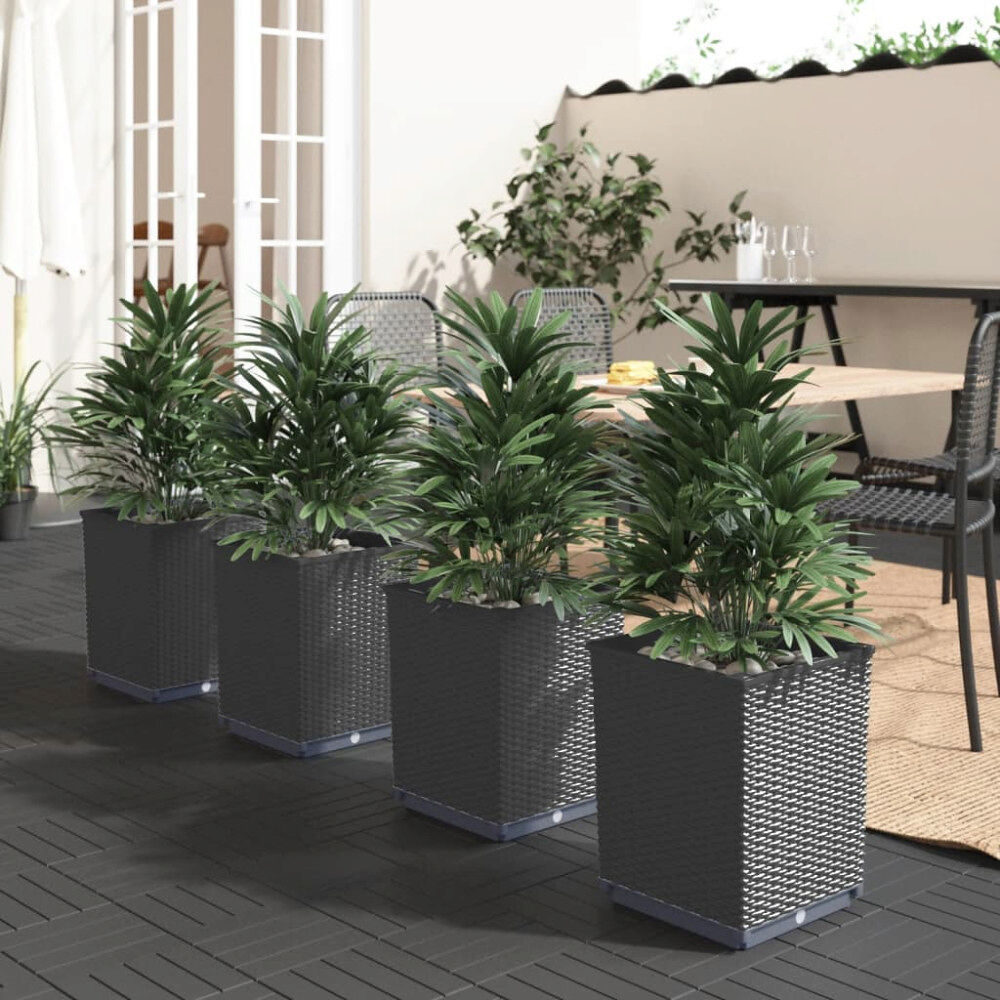 vidaXL Odlingslådor 4 st svart 30x30x37 cm polypropylen