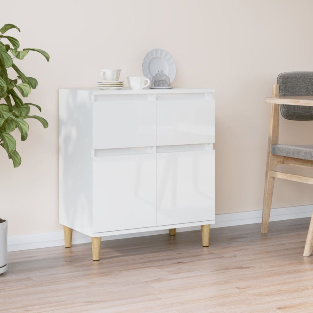vidaXL Byrå vit högglans 60x35x70 cm konstruerat trä