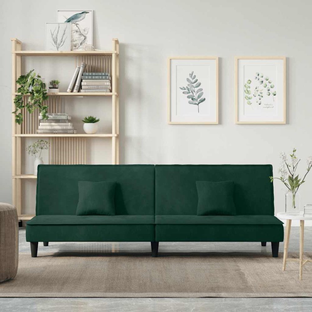 vidaXL Bäddsoffa mörkgrön sammet
