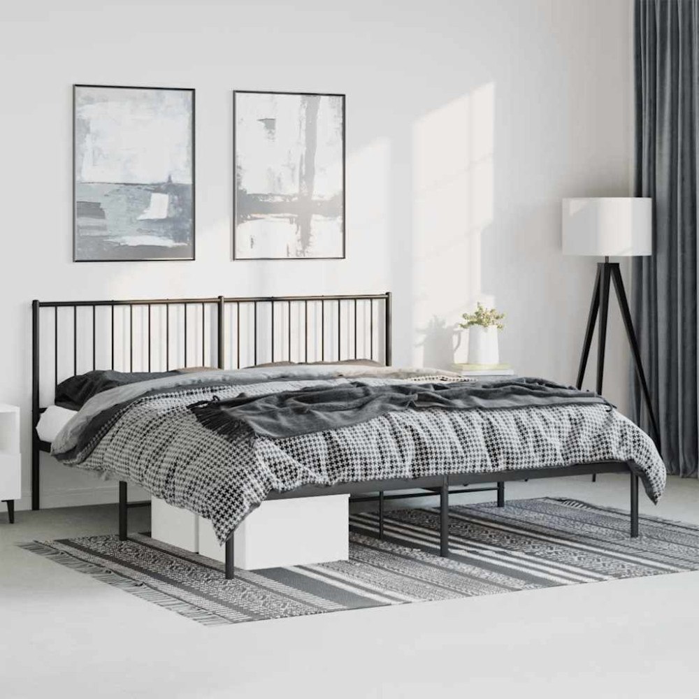 vidaXL Sängram med huvudgavel metall svart 183x213 cm