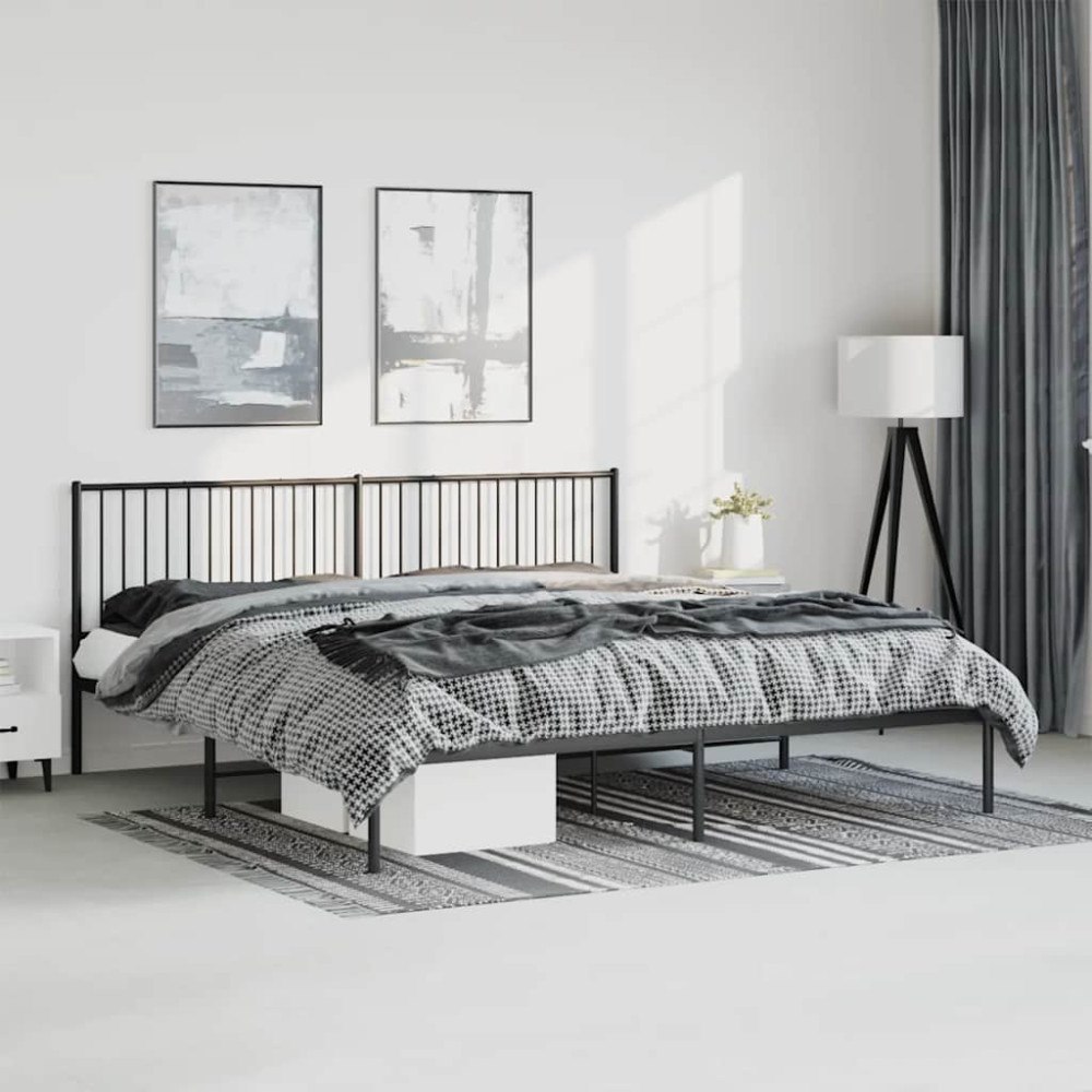 vidaXL Sängram med huvudgavel metall svart 193x203 cm