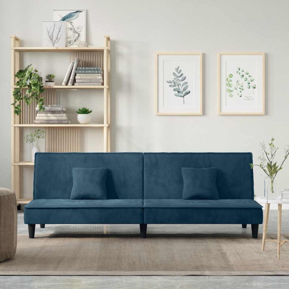 vidaXL Bäddsoffa blå sammet