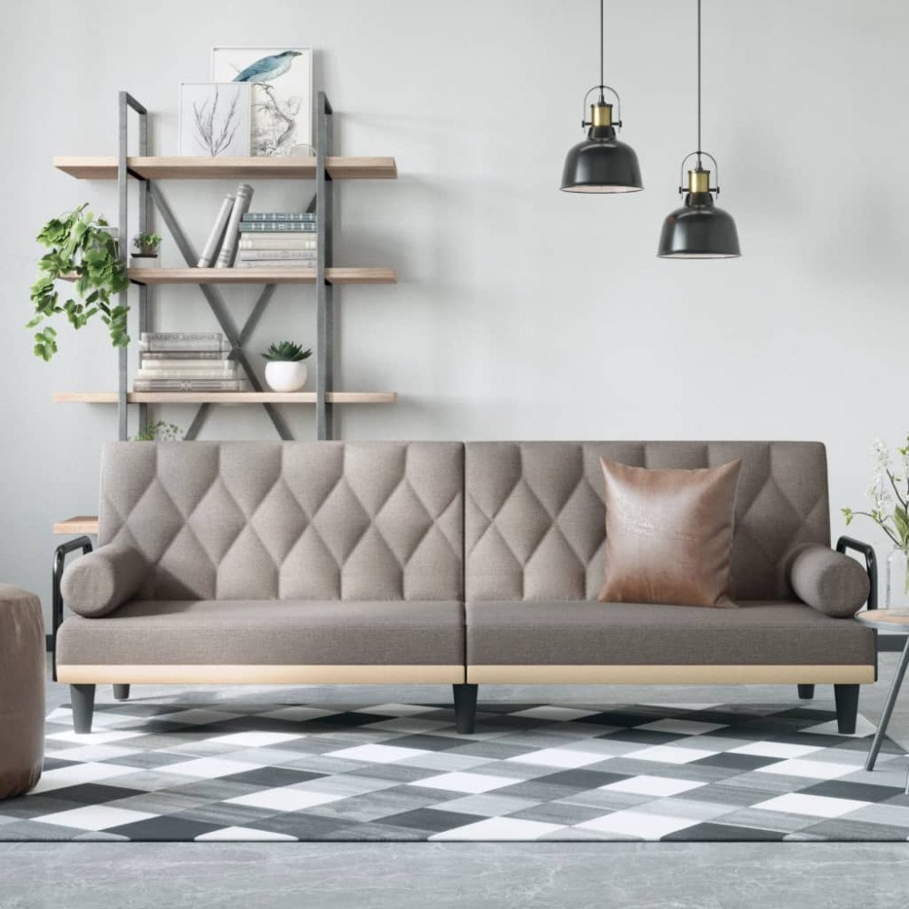 vidaXL Bäddsoffa med armstöd taupe tyg