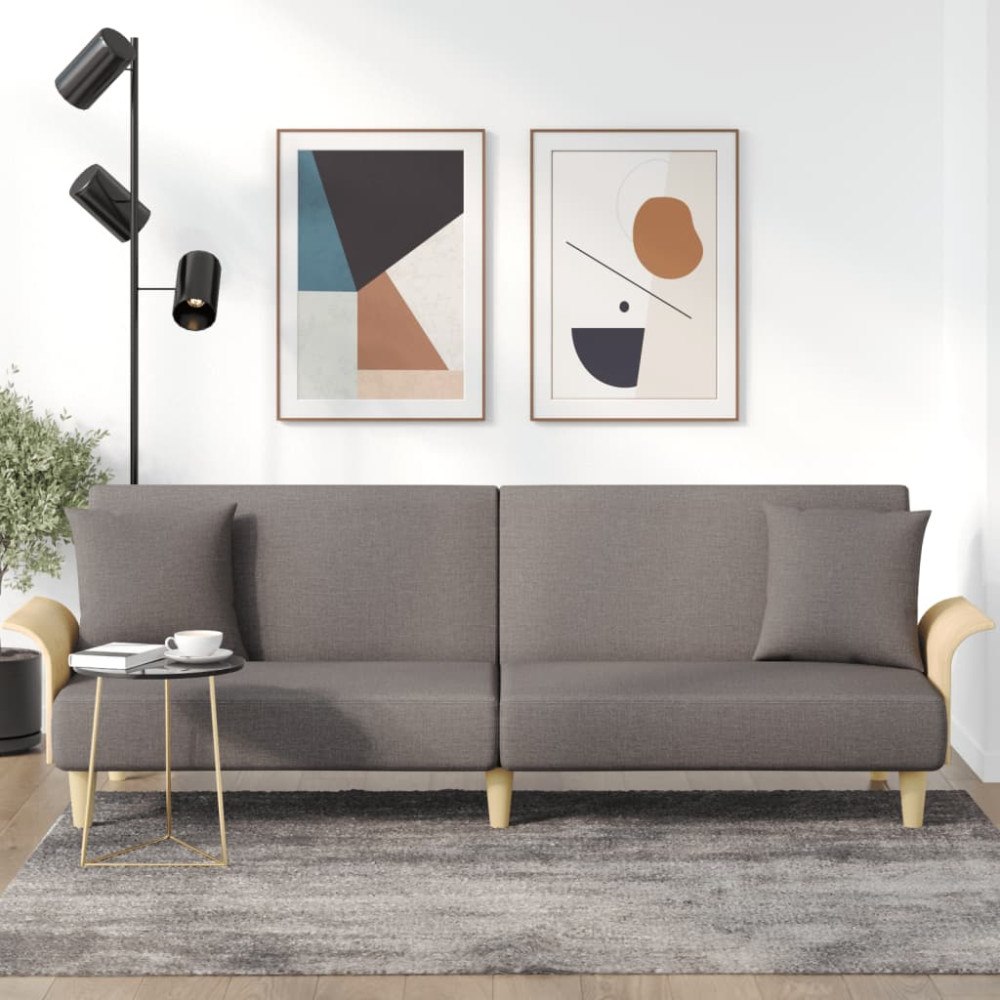 vidaXL Bäddsoffa med armstöd taupe tyg
