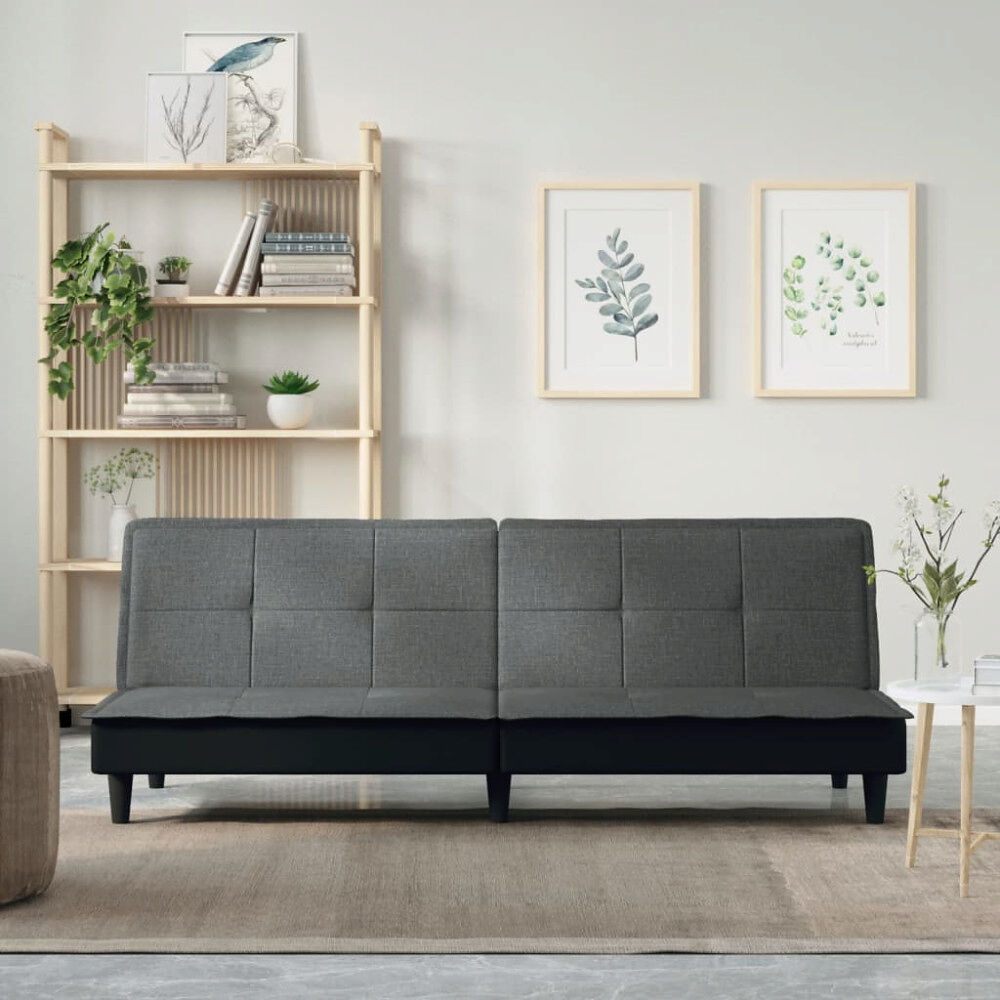 vidaXL Bäddsoffa mörkgrå tyg