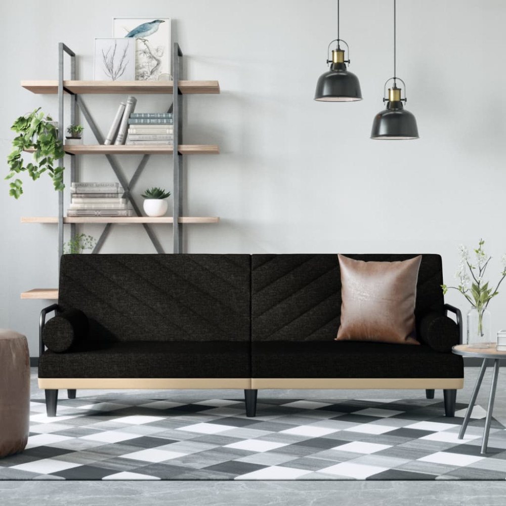 vidaXL Bäddsoffa med armstöd svart tyg