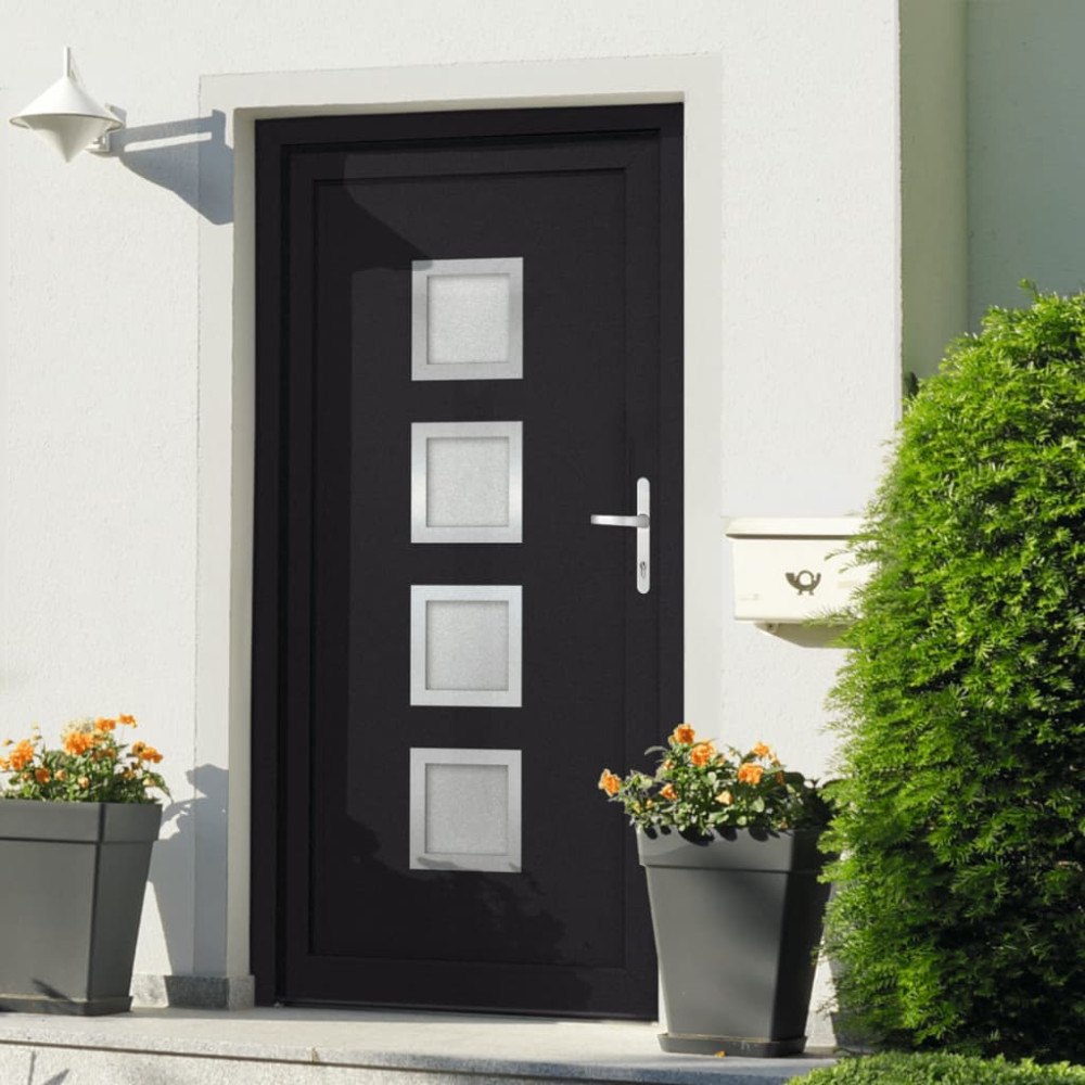 vidaXL Ytterdörr antracit 98x190 cm PVC