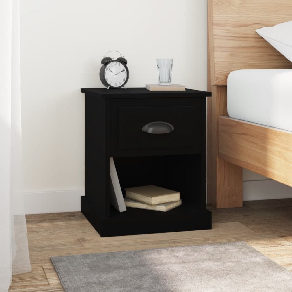 vidaXL Sängbord 2 st svart 39x39x47,5 cm konstruerat trä