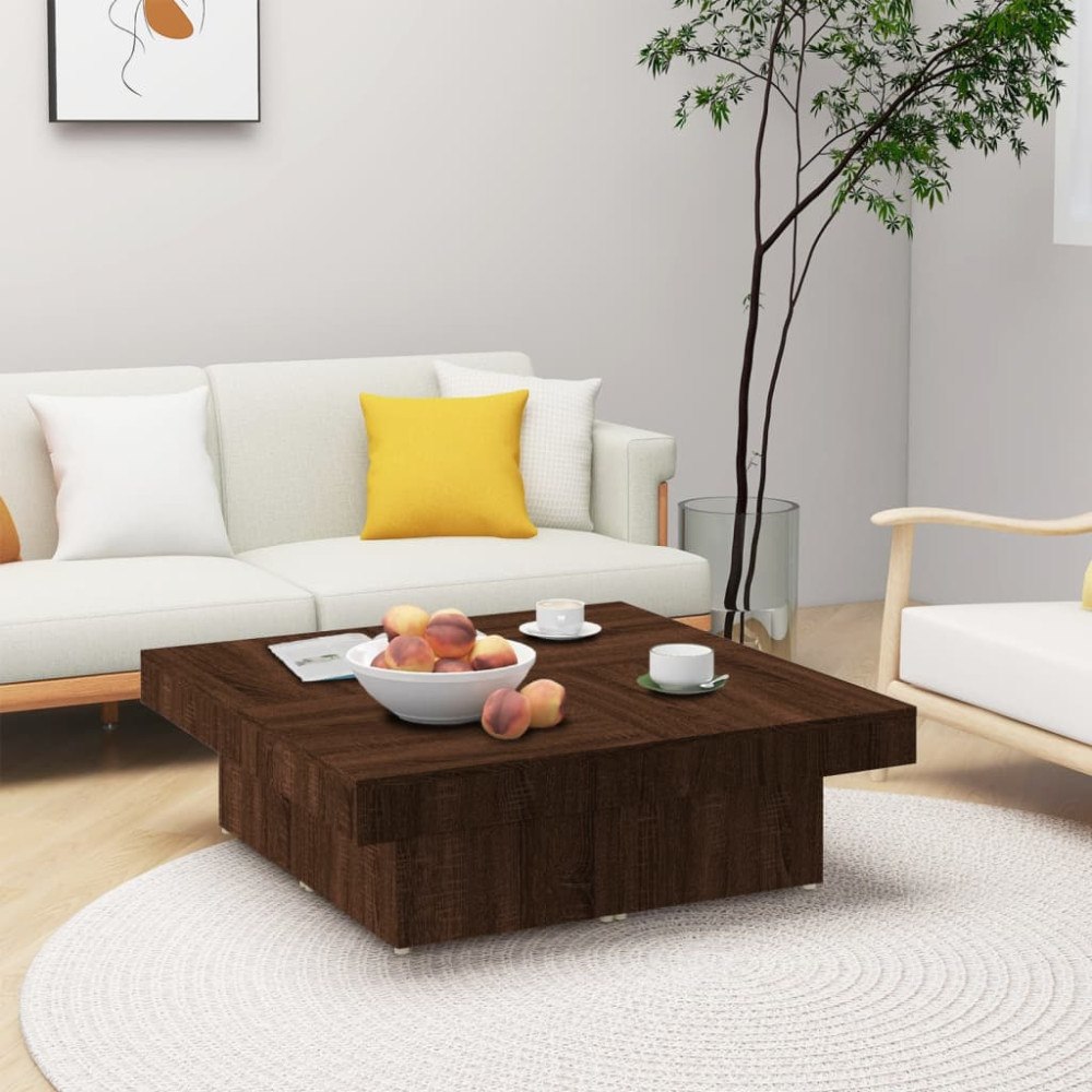 vidaXL Soffbord brun ek 90x90x28 cm konstruerat trä