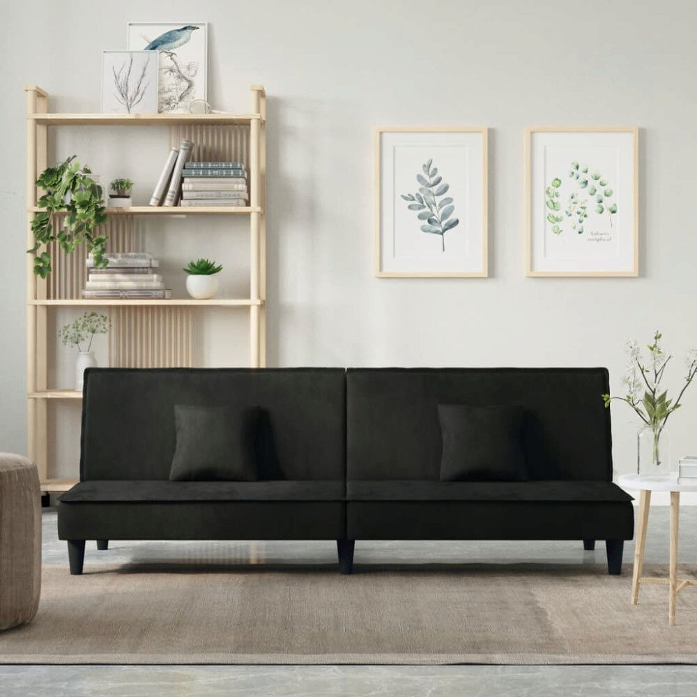 vidaXL Bäddsoffa svart sammet