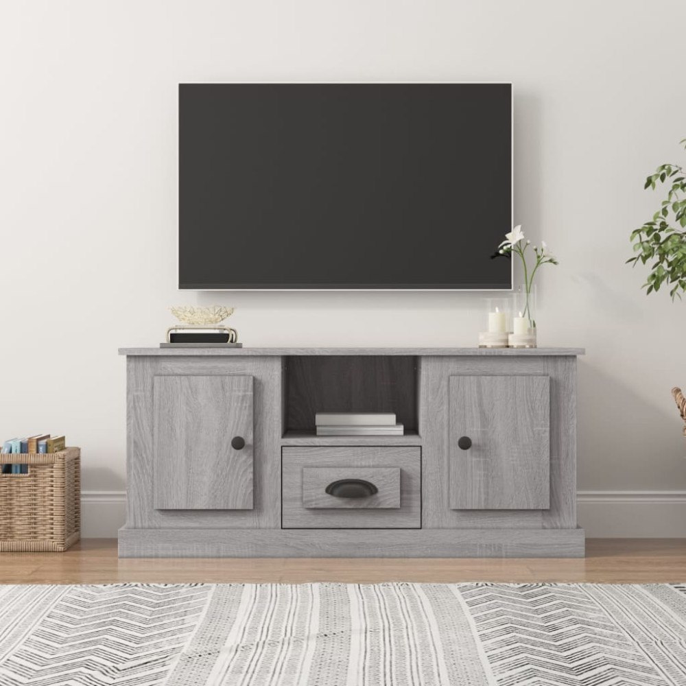 vidaXL Tv-bänk grå sonoma 100x35,5x45 cm konstruerat trä
