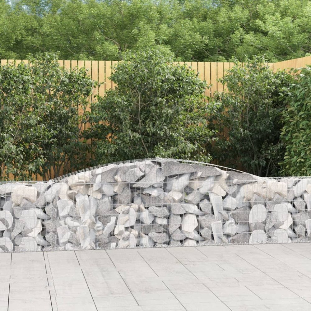 vidaXL Gabioner bågformade 10 st 400x30x60/80 cm galvaniserat järn