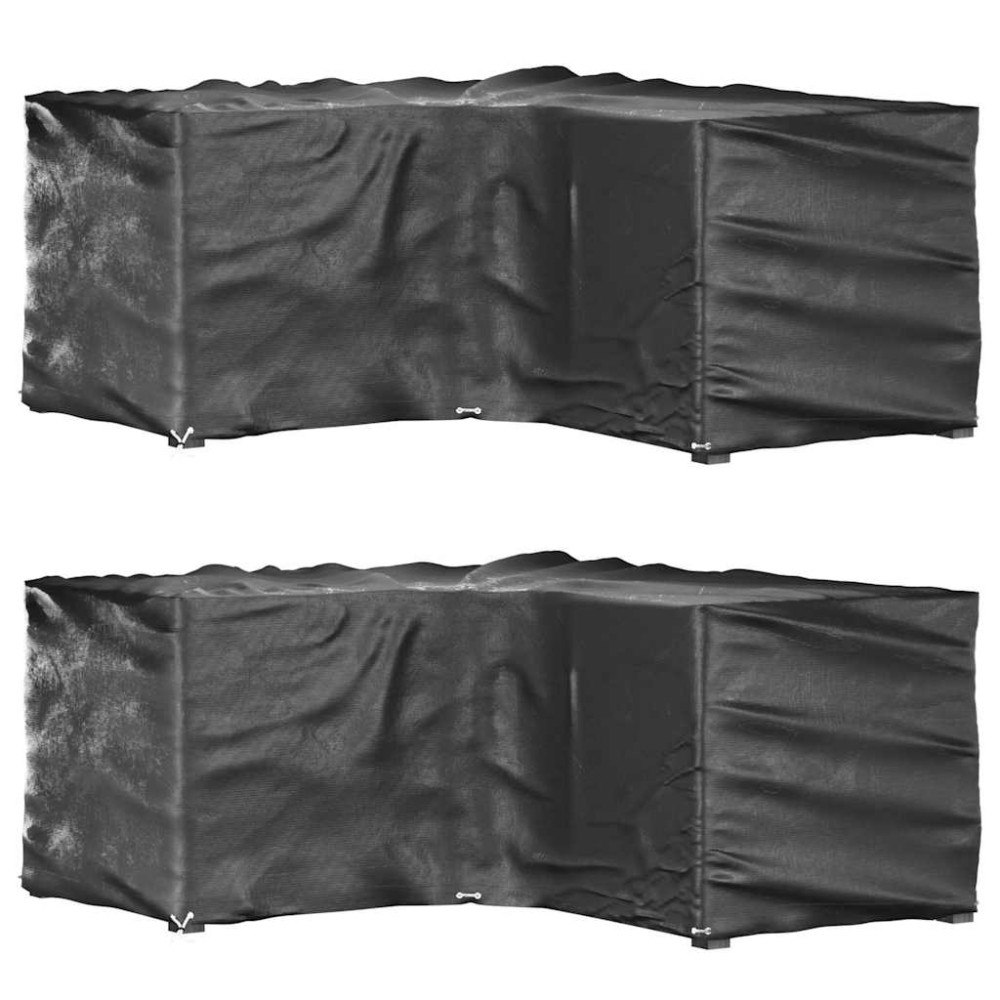 vidaXL Överdrag för utemöbler 2st 12 ölj. 185x185x90cm L-format