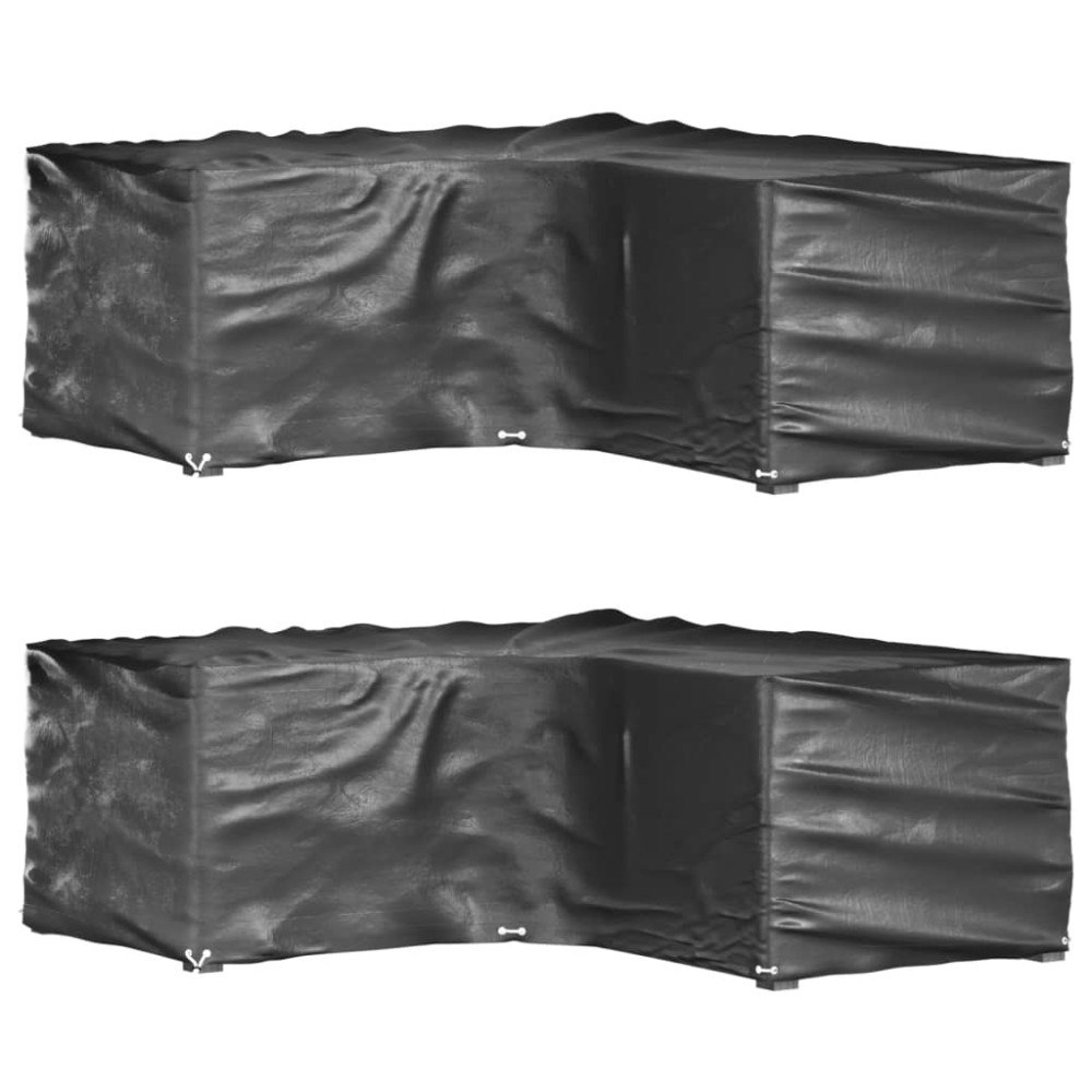 vidaXL Överdrag för utemöbler 2st 12 ölj. 185x185x70cm L-format