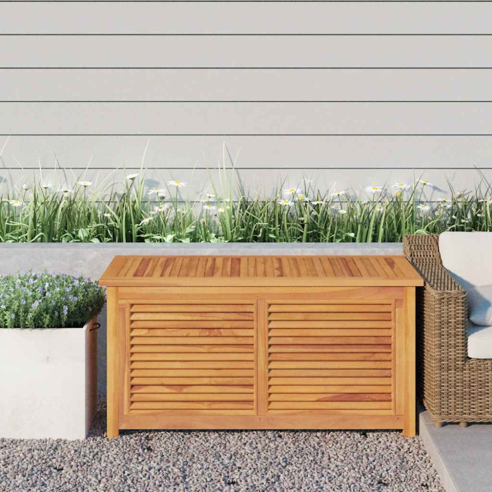 vidaXL Trädgårdslåda med påse 114x50x58 cm massiv teak