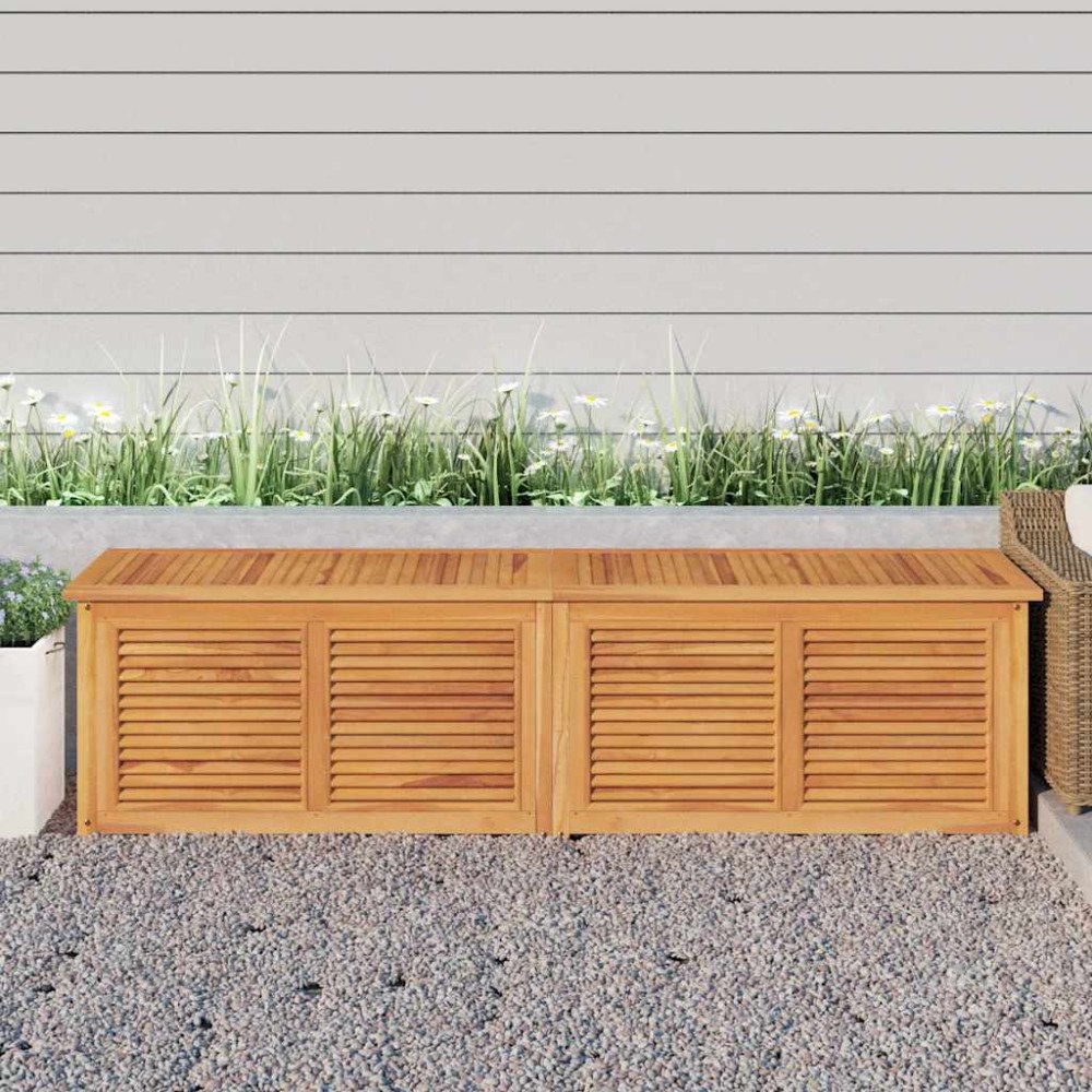vidaXL Trädgårdslåda med påse 200x50x55 cm massiv teak