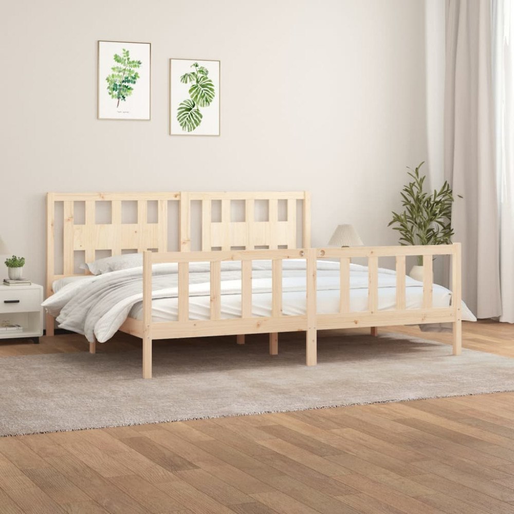 vidaXL Sängram med huvudgavel massiv furu 200x200 cm